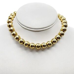 Vintage Signed MONET Adjustable Gold Tone Beaded Choker Necklace